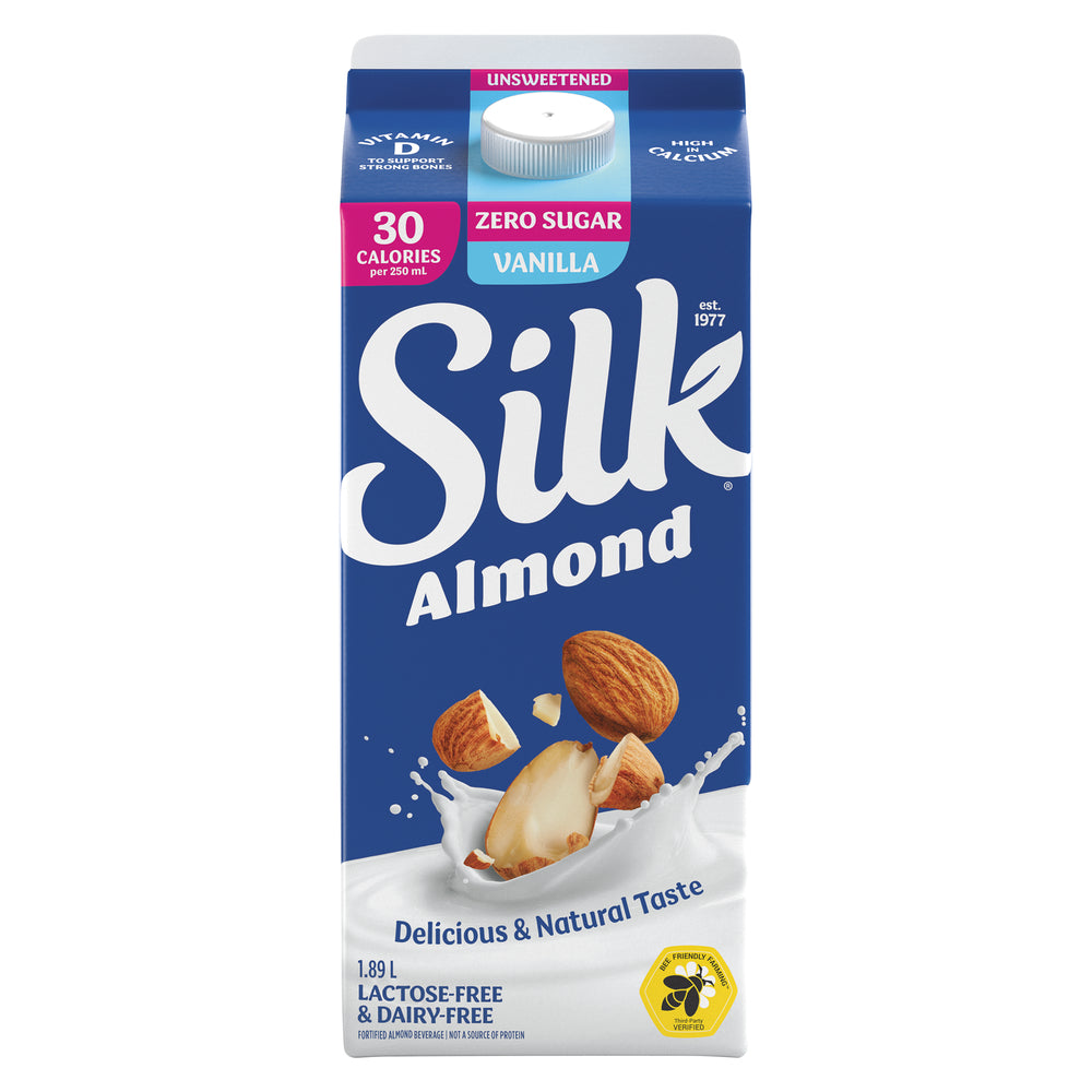 SILK ALMOND VANILLA UNSWEETENED DRINK, 6 X 1.89 L