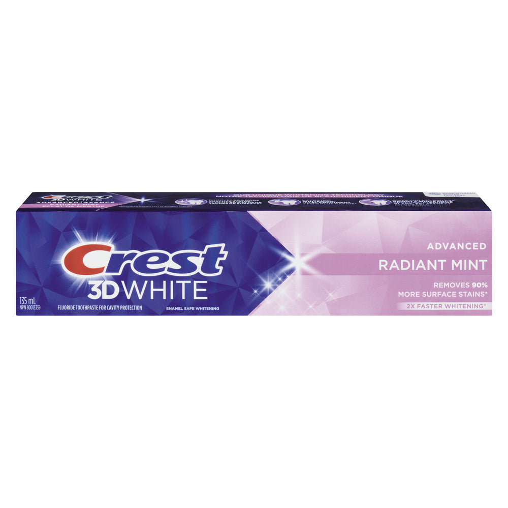 CREST TOOTHPASTE 3D WHITE ADVANCED RADIANT MINT, 12 X 135 ML