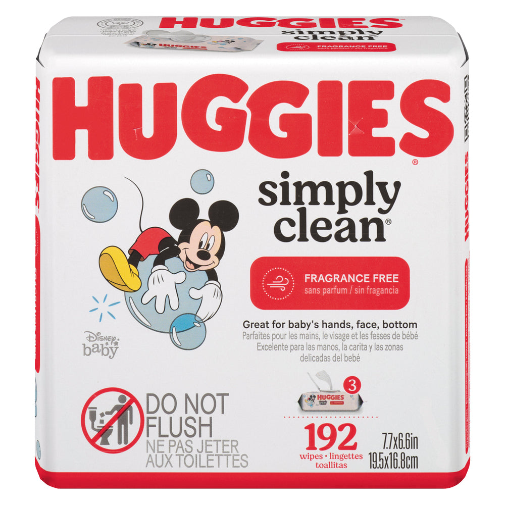 HUGGIES SIMPLY CLEAN WIPES, 3 X 192 UN