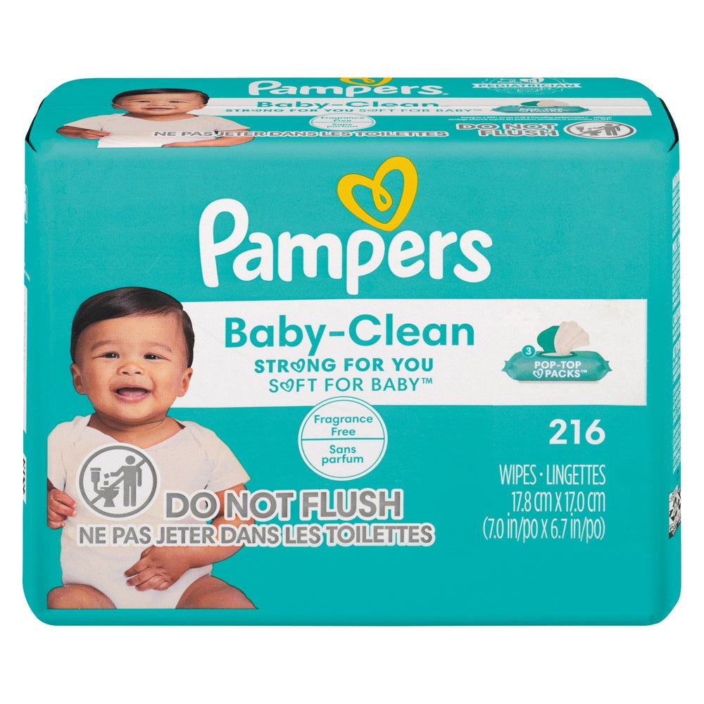 PAMPERS BABY WIPES UNSCENTED, 4 X 216 UN