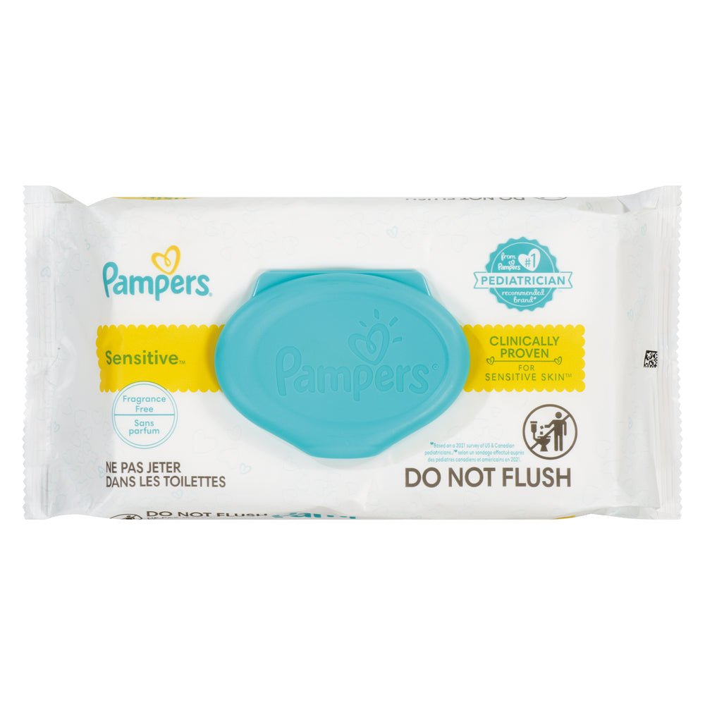 PAMPERS SENSITIVE BABY WIPES, 8 X 56 UN