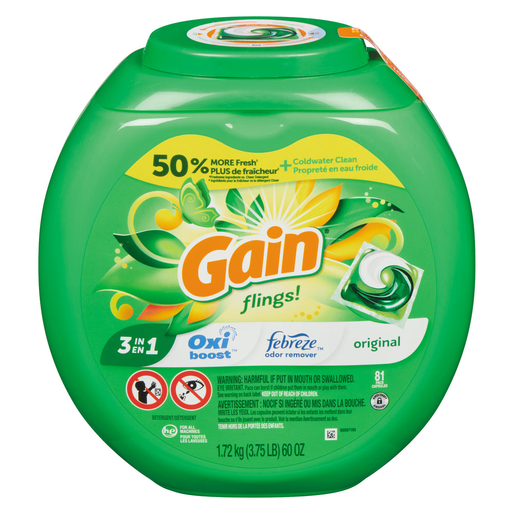 GAIN DETERGENT FLINGS ORIGINAL, 4 X 1.71 KG