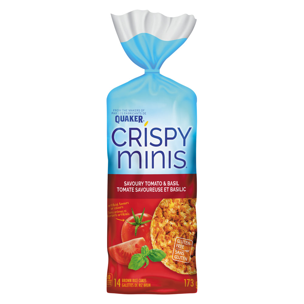 QUAKER CRISPY MINIS GAL RICE TOMATO BASIL, 12 X 173 G