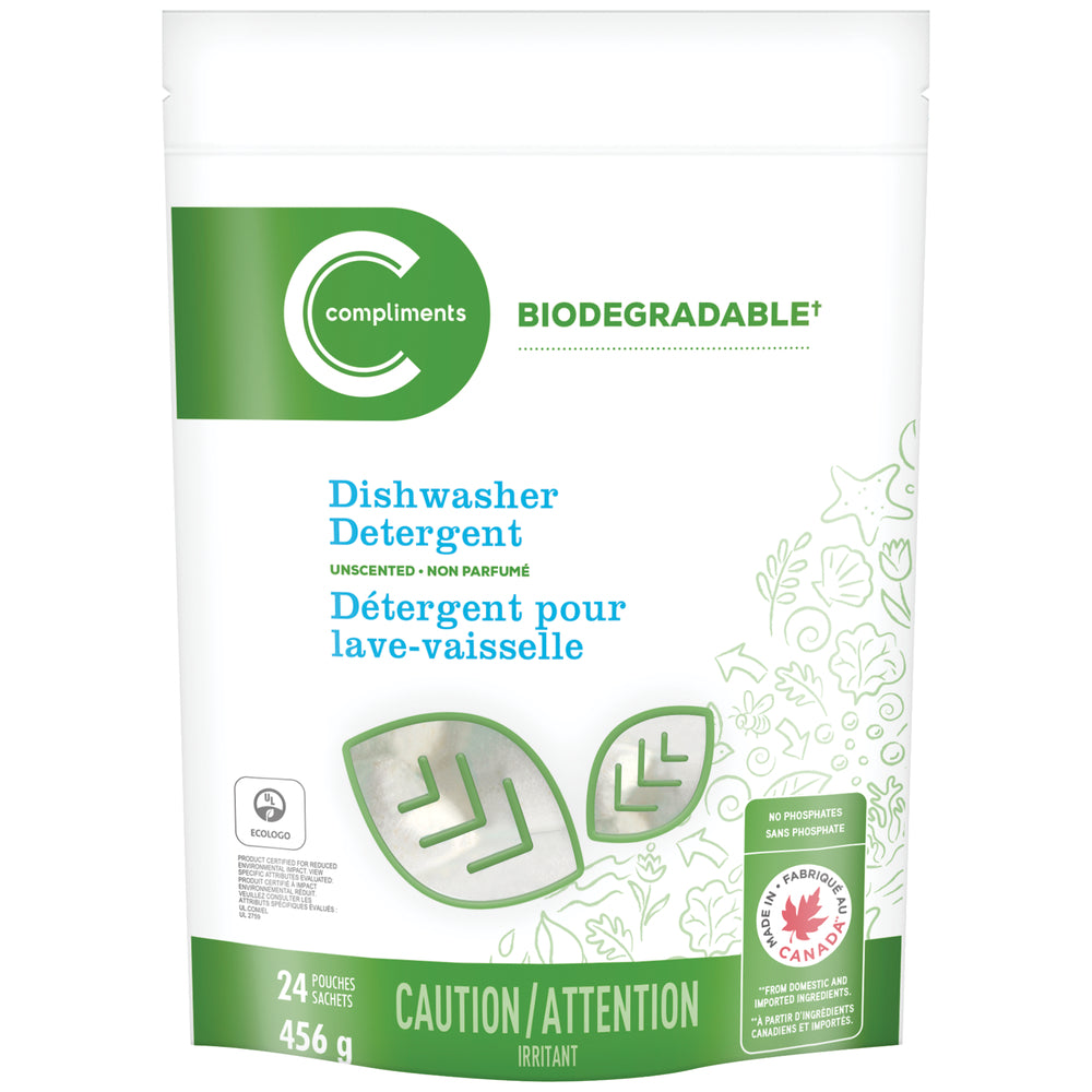 COMPLIMENTS DISHWASHER DETERGENT SACHET, 8 X 24 UN