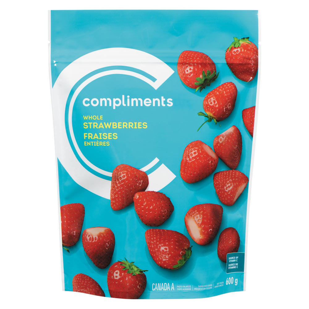COMPLIMENTS WHOLE STRAWBERRIES, 12 X 600 G