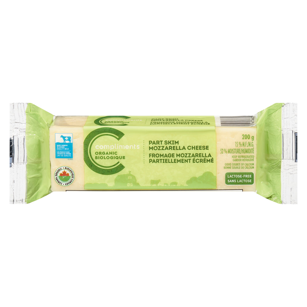 COMPLIMENTS ORGANIC PART-SKIM MOZZARELLA CHEESE, 14 X 200 G