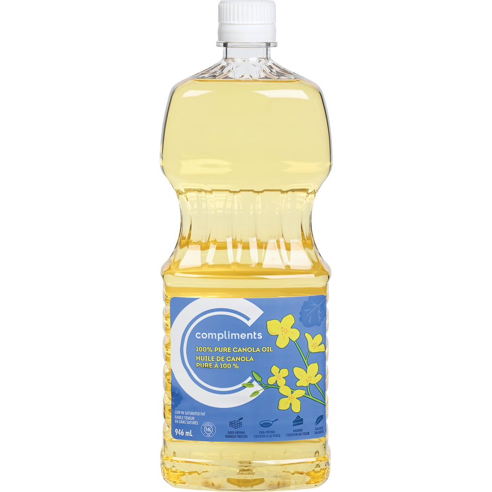 COMPLIMENTS PURE 100% CANOLA OIL, 12 X 946 ML