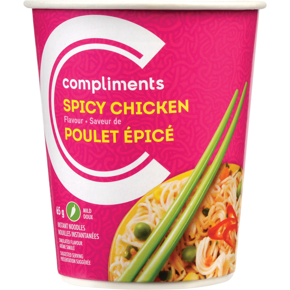 COMPLIMENTS SPICY INSTANT CHICKEN NOODLES, 12 X 65 G