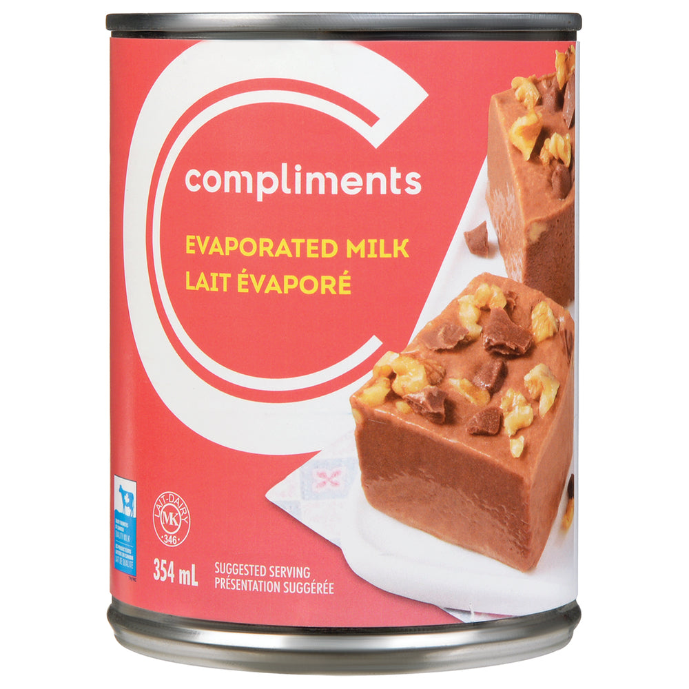COMPLIMENTS EVAPORATED MILK, 24 X 354 ML