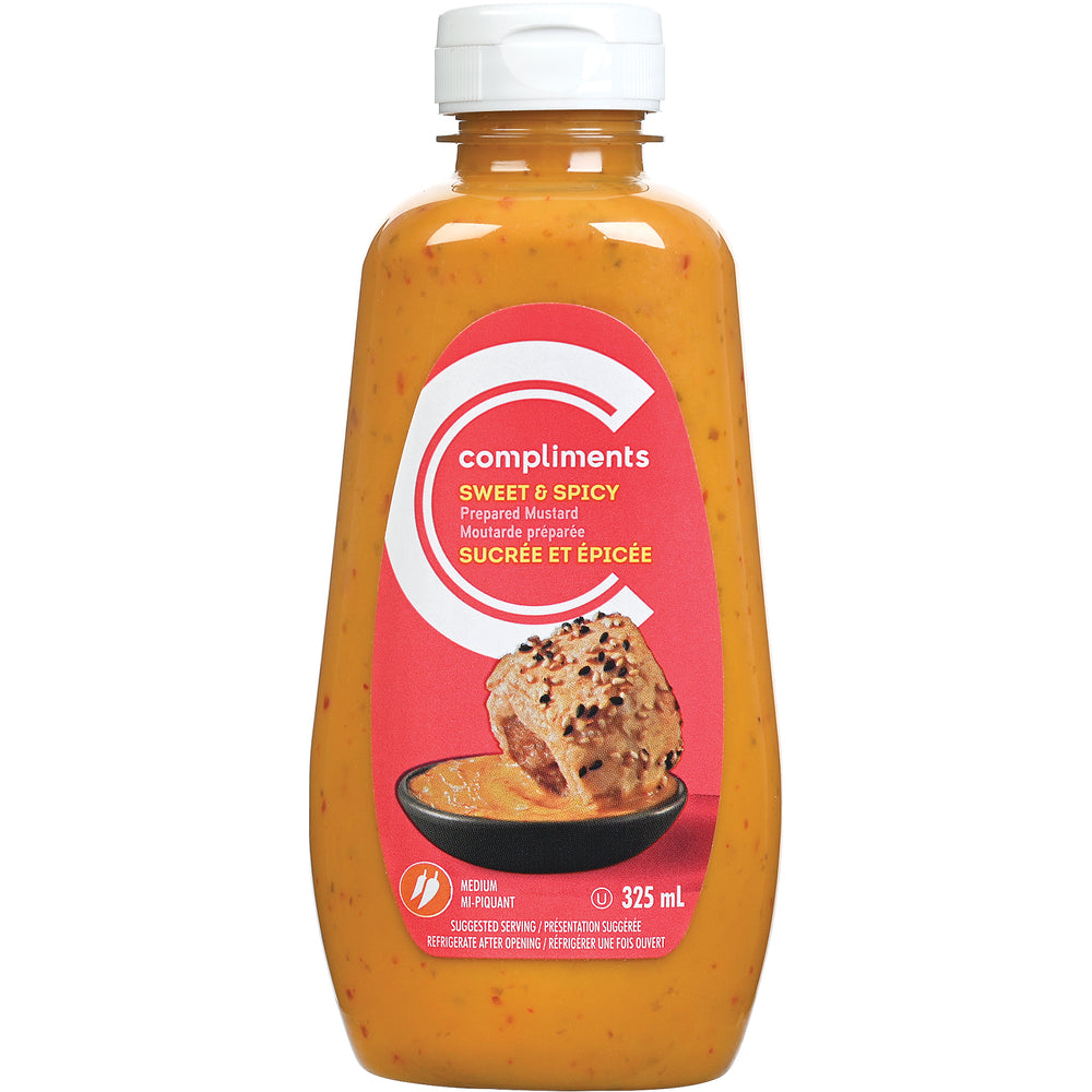 COMPLIMENTS SPICY AND SWEET MUSTARD, 12 X 325 ML