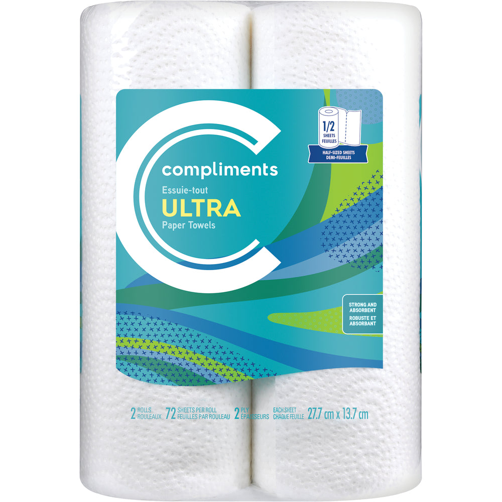 COMPLIMENTS ULTRA 2-PLY PAPER TOWELS 72 SHEETS, 12 X 2 UN