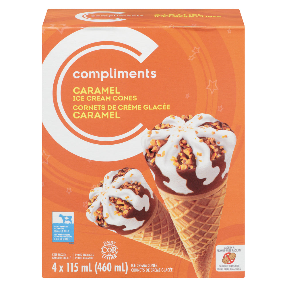 COMPLIMENTS ICE CREAM CONE CARAMEL, 6 X 4 X 115 ML