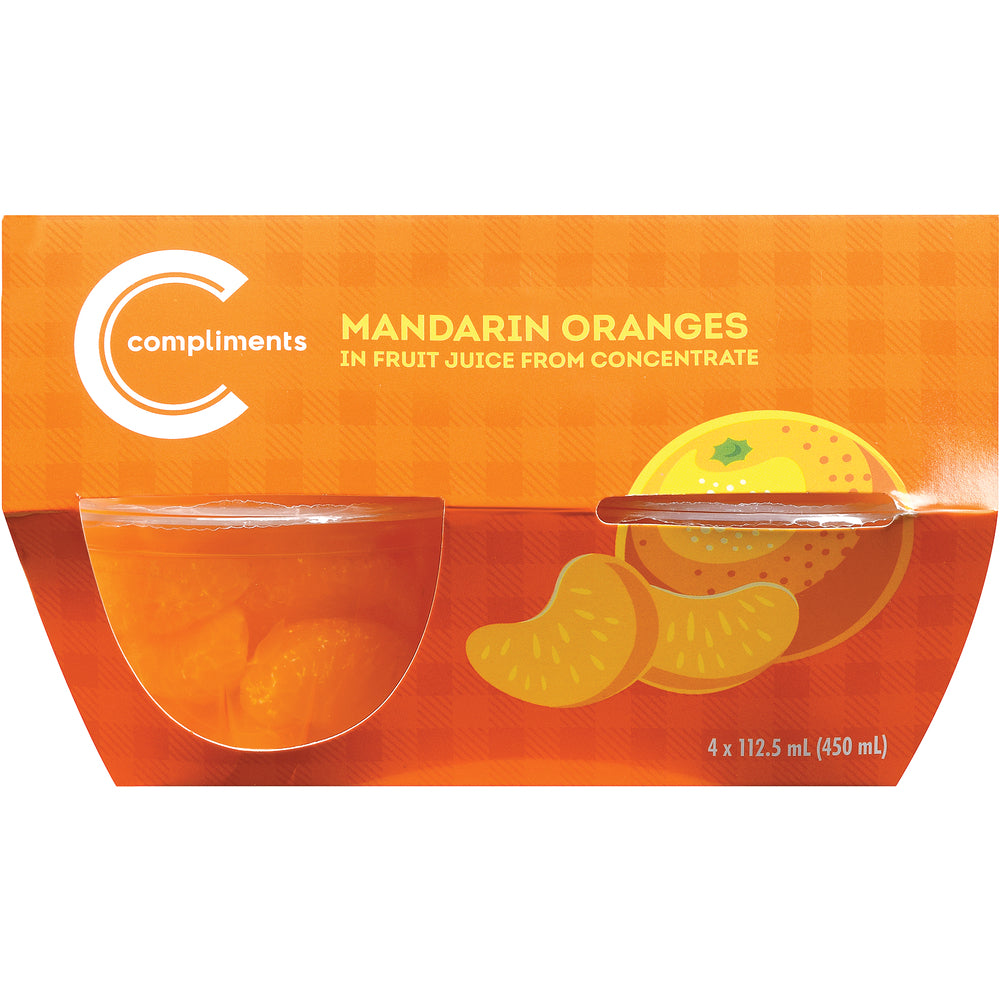 COMPLIMENTS ORANGE MANDARIN JUICE CUPS, 6 X 4 X 112.50 ML