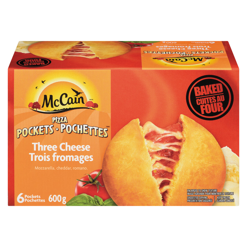 MCCAIN PIZZA POCKETS 3 CHEESE, 8 X 600 G