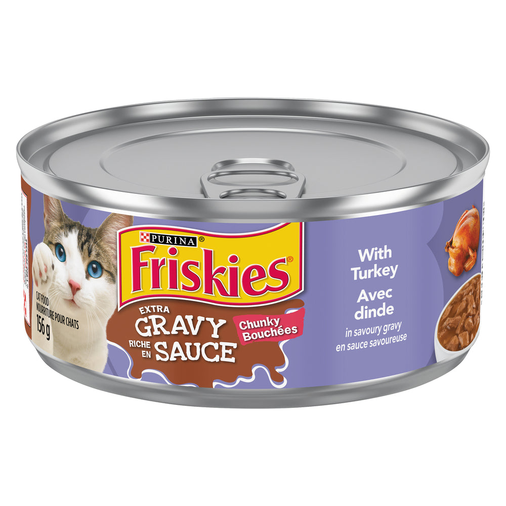 FRISKIES CAT FOOD TURKEY IN GRAVY, 24 X 156 G