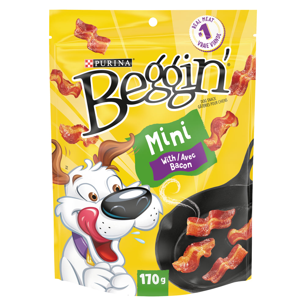 PURINA BEGGIN' STRIPS DOG TREATS MINI BACON, 6 X 170 G