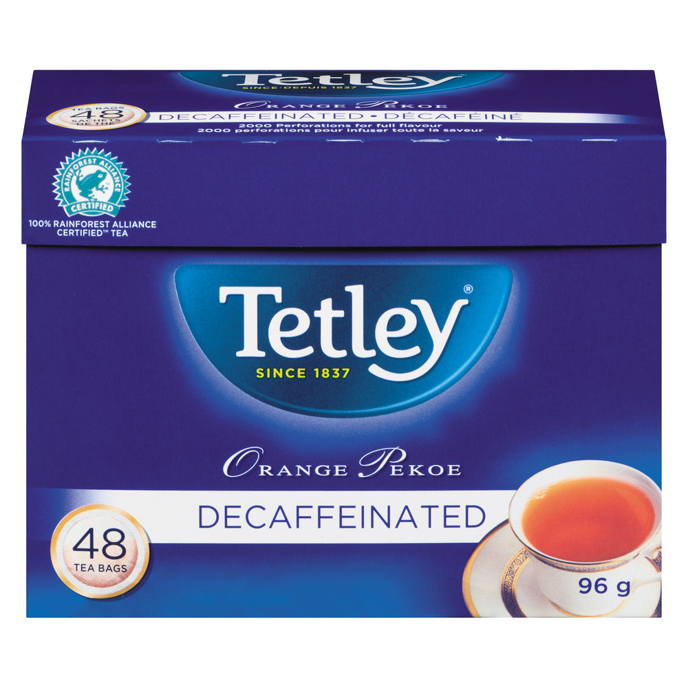 TETLEY TEA ORANGE PEKOE DECAF, 12 X 48 UN