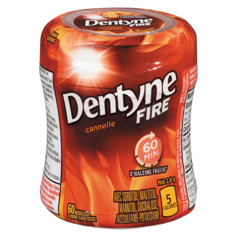 DENTYNE FIRE CINNAMON GUM BOTTLES, 6 X 1 UN