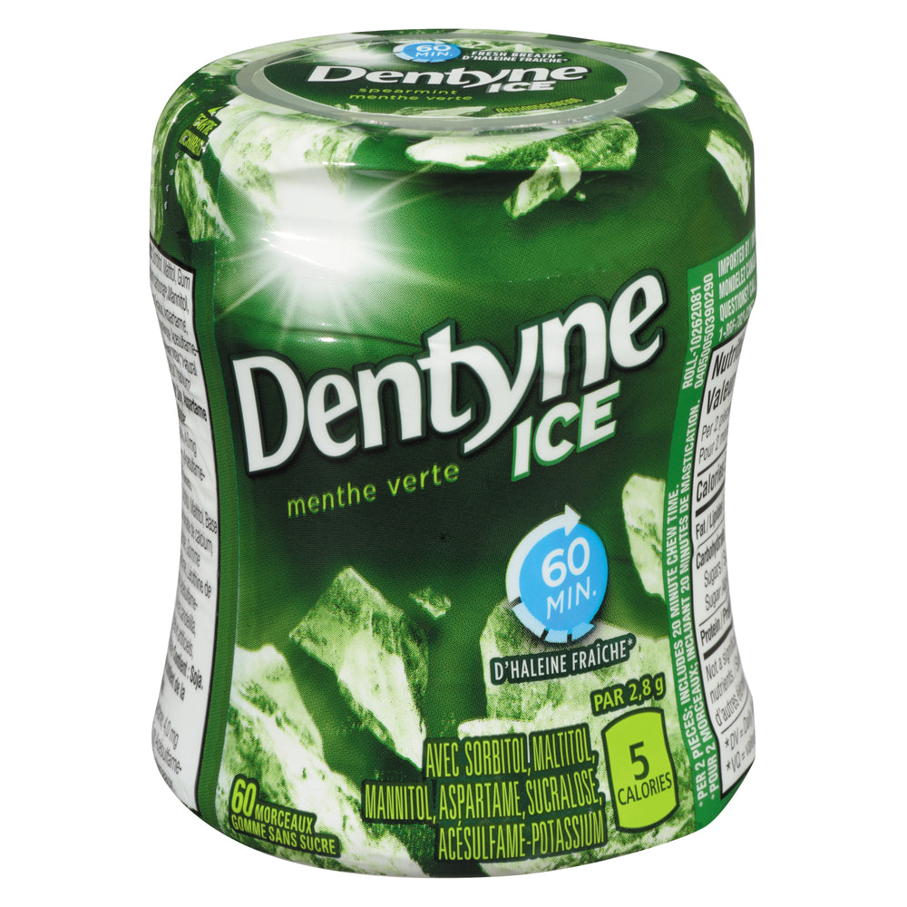 DENTYNE SPEARMINT GUM BOTTLES, 6 X 1 UN
