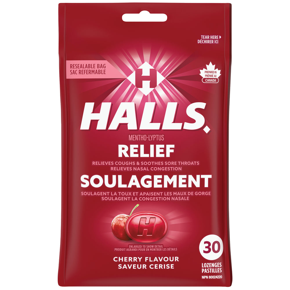 HALLS MENTHOL EUCALYPTUS CHERRY BAG, 12 X 30 UN