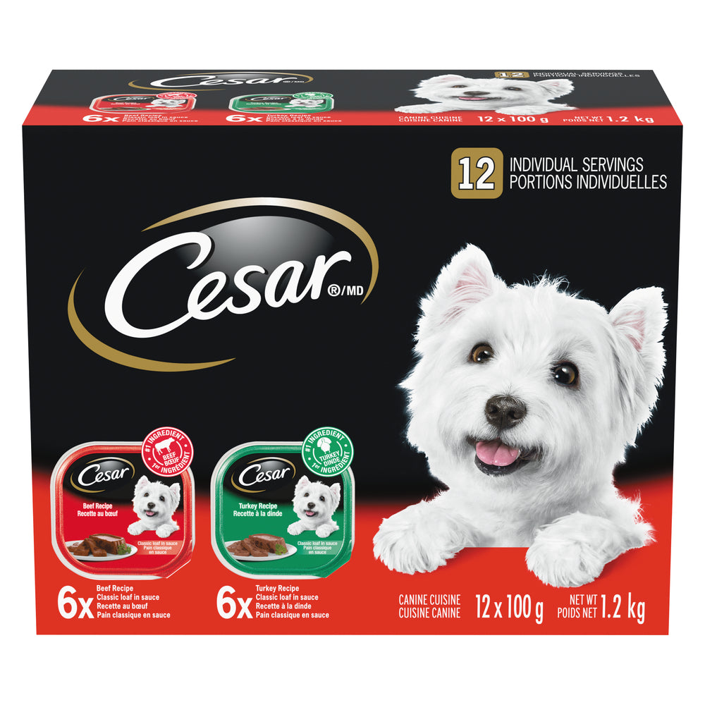 CESAR TURKEY BEEF DOG FOOD, 6 X 12 X 100 G
