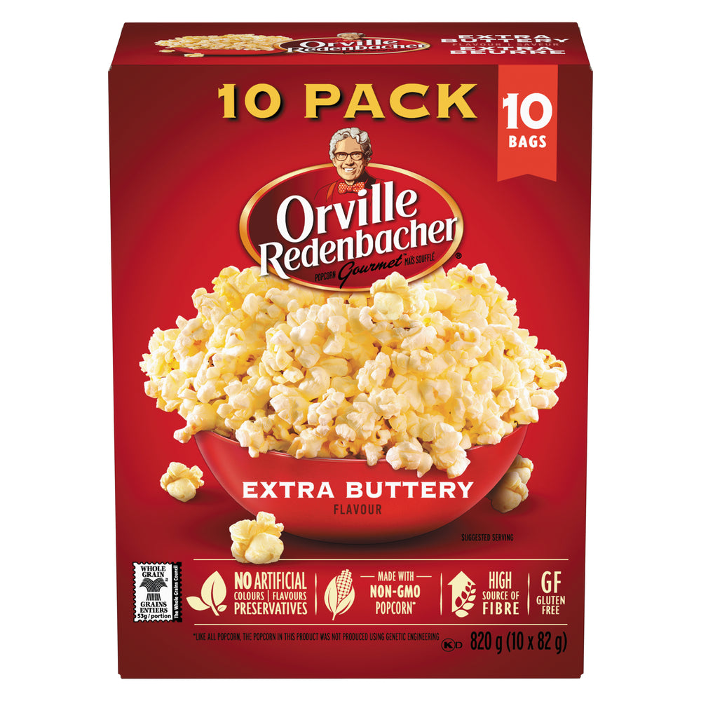 ORVILLE EXTRA BUTTERY POPPED CORN, 6 X 10 X 82 G
