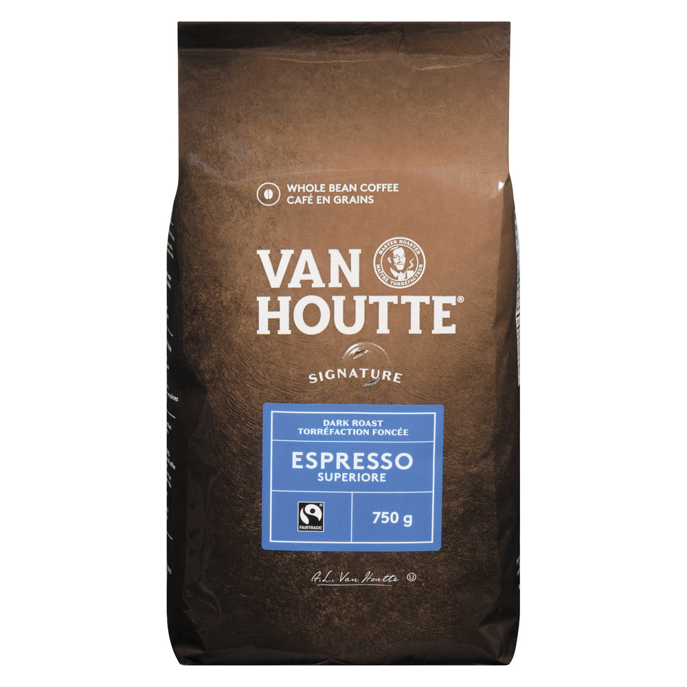 VANHOUTTE COFFEE ESPRESSO WHOLE BEANS, 6 X 750 G
