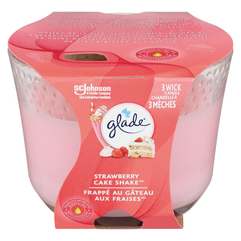 GLADE 3 WICK CANDLE STRAWBERRY GATEAU, 3 X 1 UN
