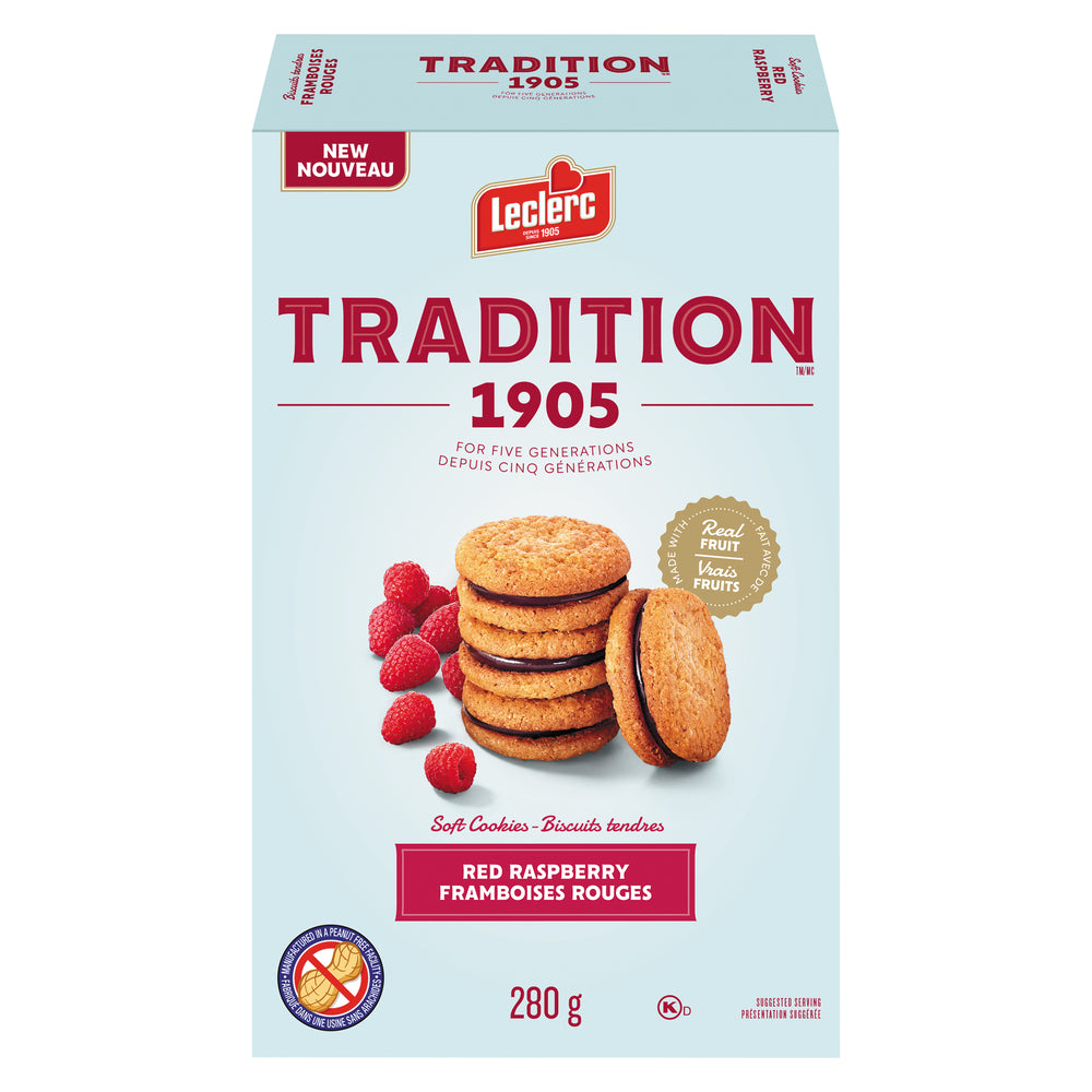 LECLERC TRADITION RED RASPBERRY BISCUITS, 12 X 280 G
