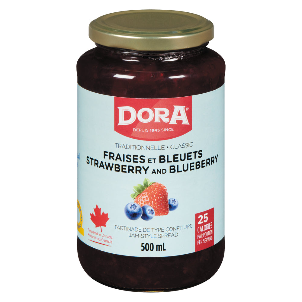 DORA LIGHT STRAWBERRY BLUEBERRY SPREAD, 12 X 500 ML