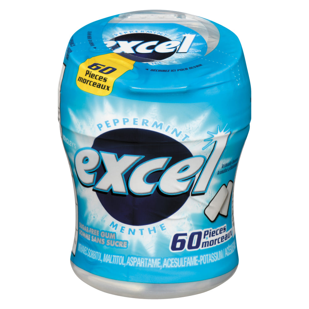 EXCEL PEPPERMINT GUM BOTTLE 60 PIECES, 6 X 1 UN