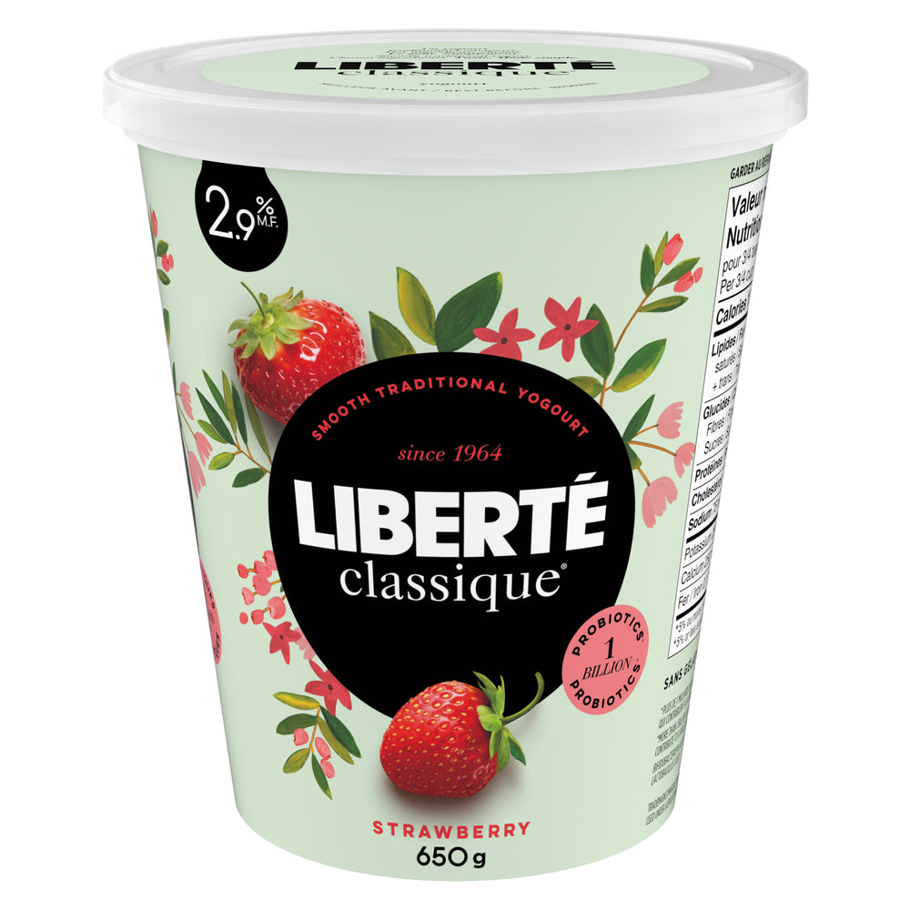 LIBERTE CLASSIC YOGURT 2.9% STRAWBERRY, 6 X 650 G