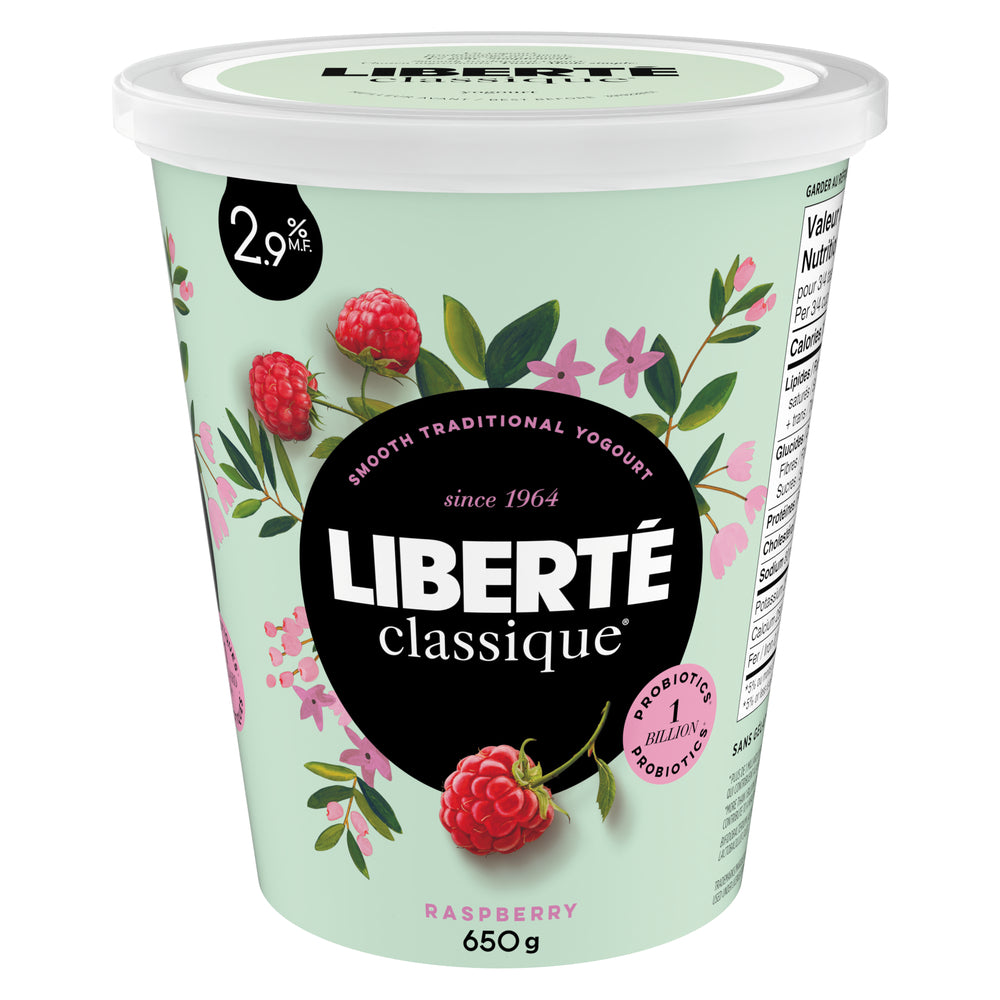 LIBERTE CLASSIC YOGURT 2.9% RASPBERRY, 6 X 650 G