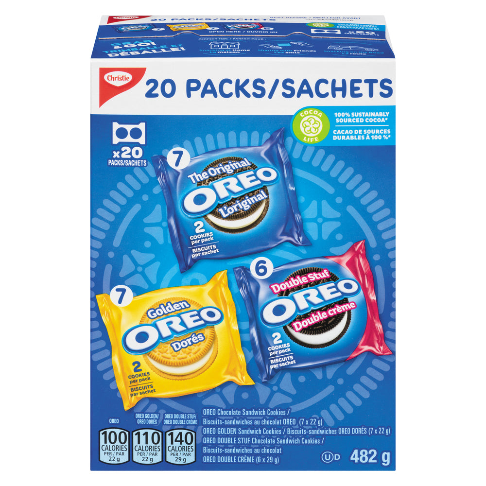 OREO VARIETY PACK 20 COUNT 482G, 4 X 482 G
