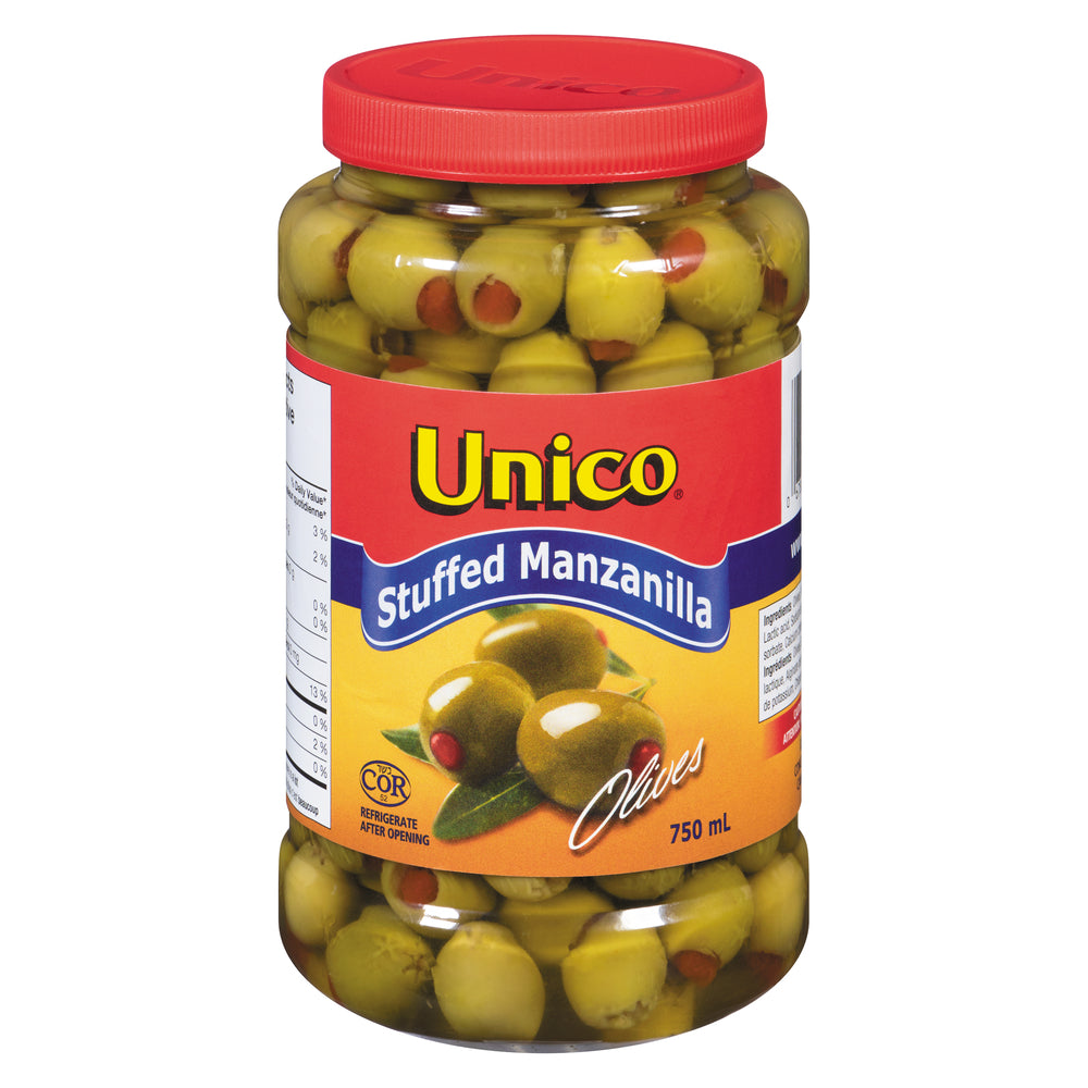UNICO STUFFED MANZANILLA OLIVES, 12 X 750 ML