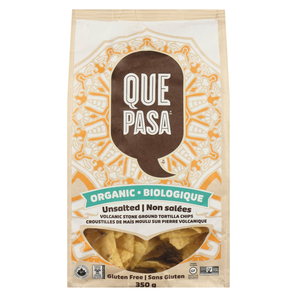 QUEPASA UNSALTED TORTILLA CHIPS, 12 X 350 G