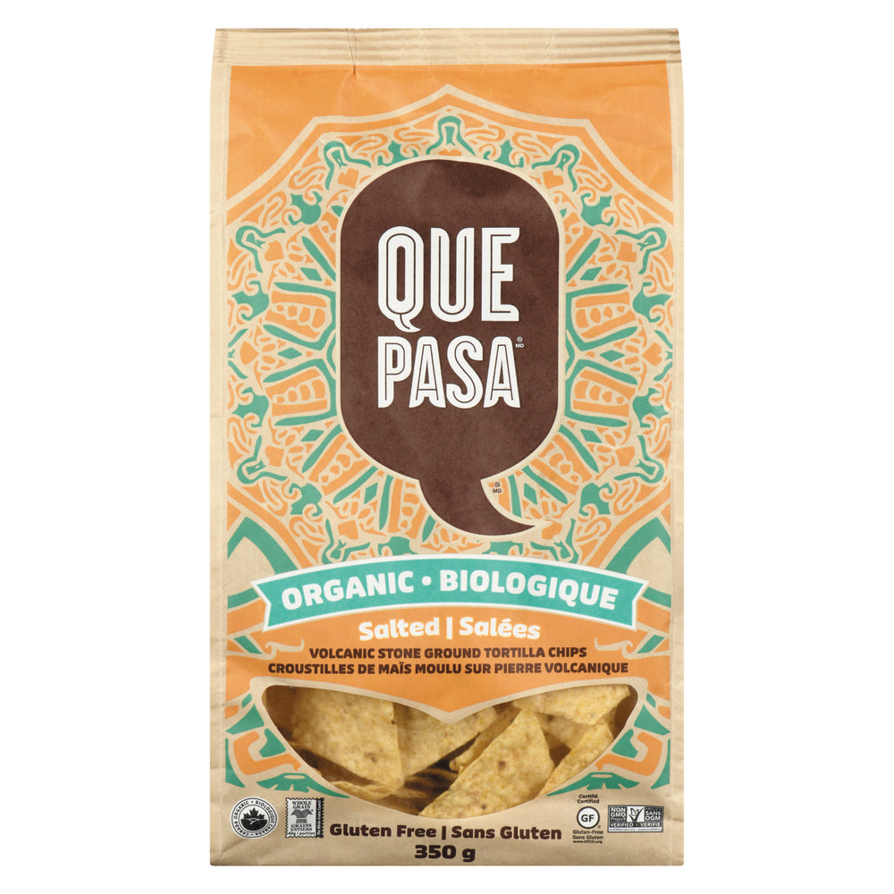 QUEPASA SALTED TORTILLA CHIPS, 12 X 350 G
