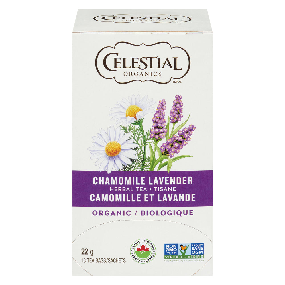 CELESTIAL ORGANIC CHAMOMILE LAVENDER HERBAL TEA, 6 X 18 UN