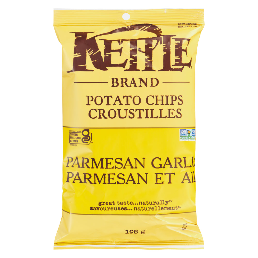 KETTLE GARLIC PARMESAN CRISPS, 12 X 198 G