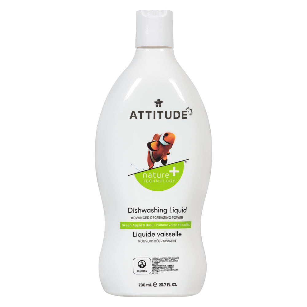 ATTITUDE DISH LIQUID GREEN APPLE & BASIL, 9 X 700 ML