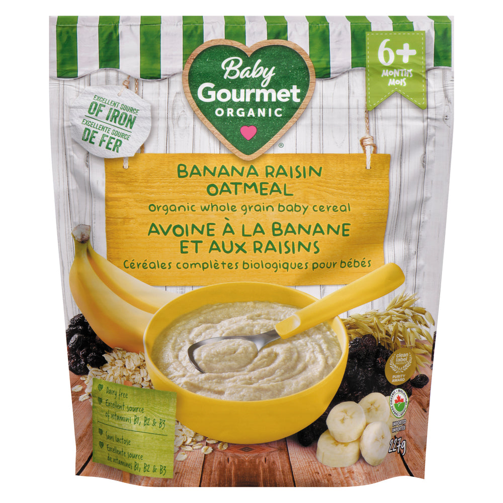 BABY GOURMET OAT BABY CEREAL RAISIN BANANA, 6 X 227 G