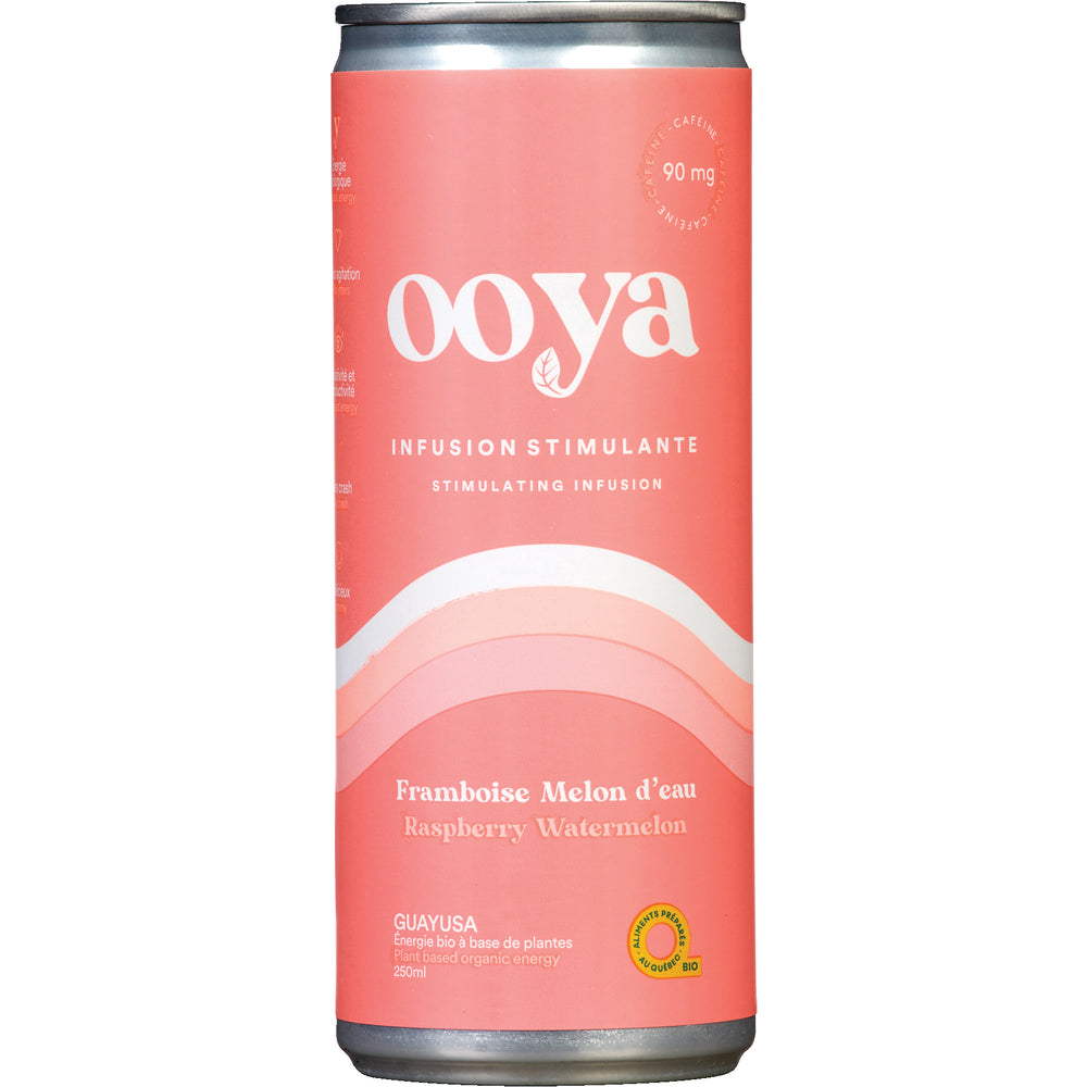OOYA ENERGY WOOD RASPBERRY MELON NO ADDED SUGAR ORGANIC, 12 X 250 ML
