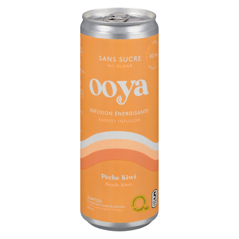 OOYA ENERGY WOOD PEACH KIWI NO ADDED SUGAR ORGANIC, 12 X 250 ML