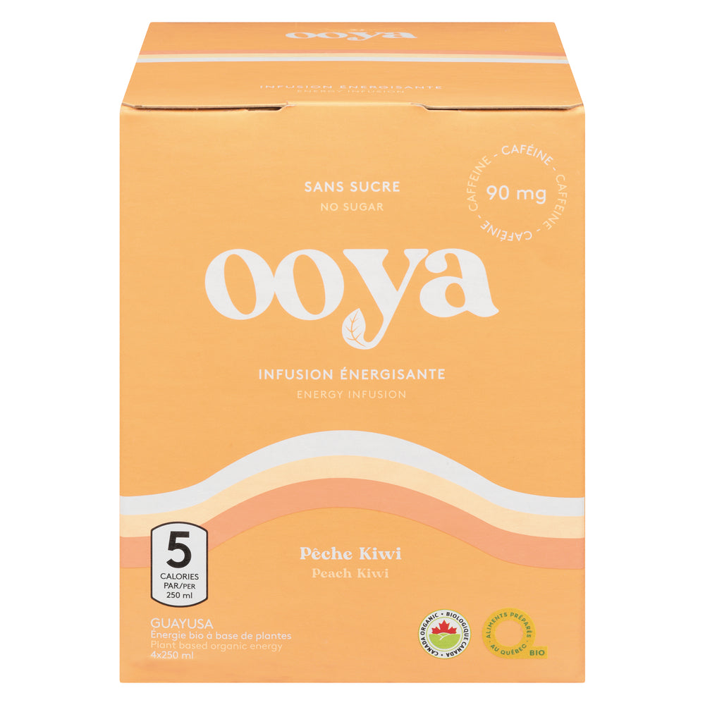 OOYA ENERGY WOOD PEACH KIWI NO ADDED SUGAR ORGANIC, 6 X 4 X 250 ML