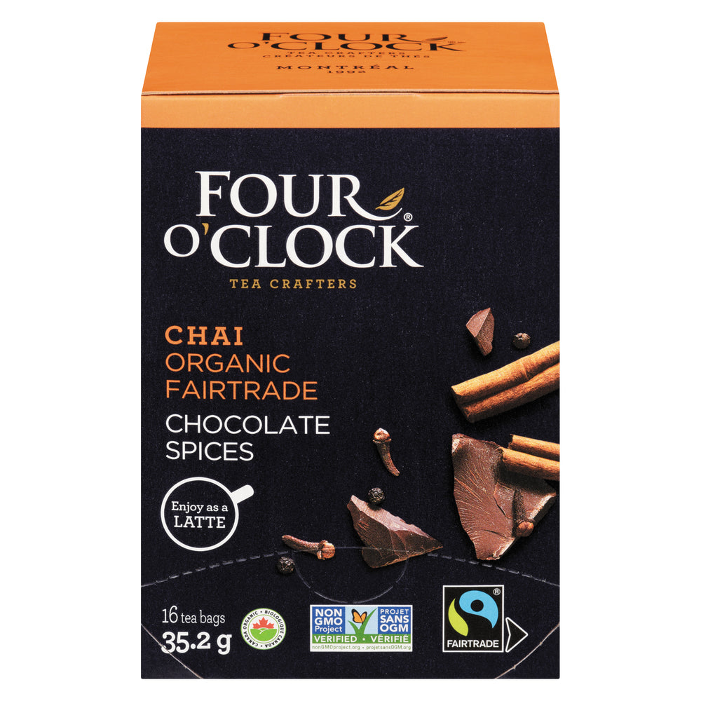 FOUR O'CLOCK ORGANIC HERBAL TEA CHOCOLATE SPICE, 6 X 35.200 G
