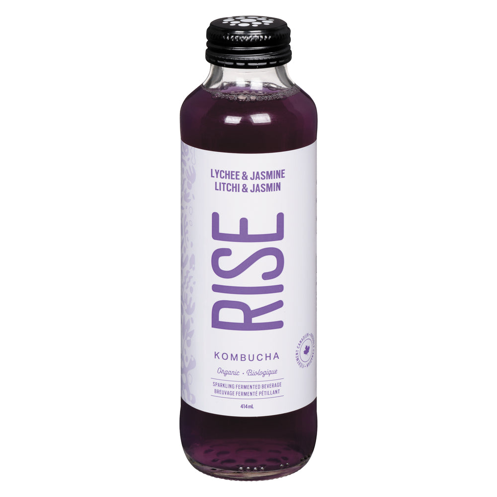 RISE KOMBUCHA LYCHEE JASMINE ORGANIC SUGAR-FREE, 12 X 414 ML