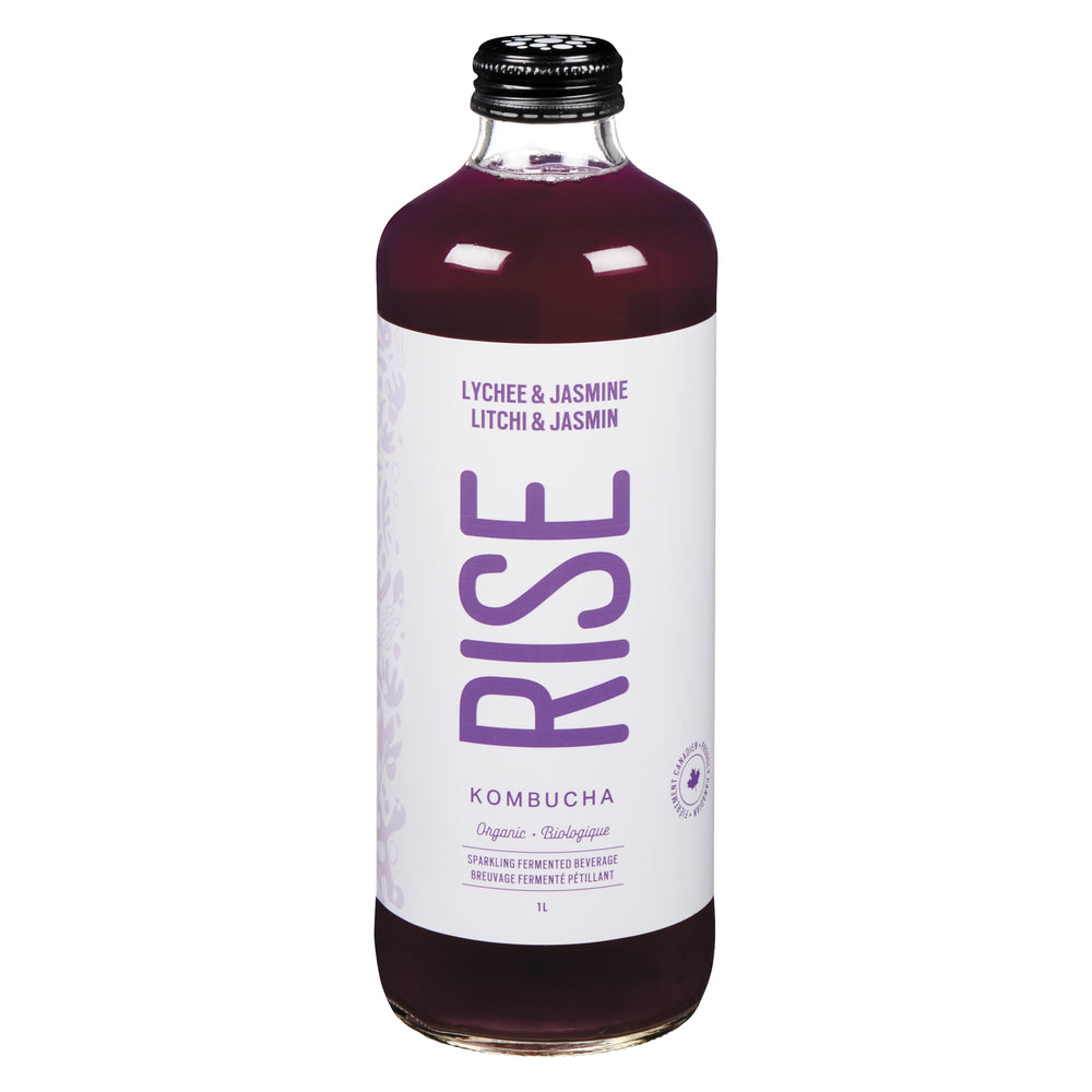 RISE KOMBUCHA LYCHEE JASMINE ORGANIC SUGAR-FREE, 6 X 1 L