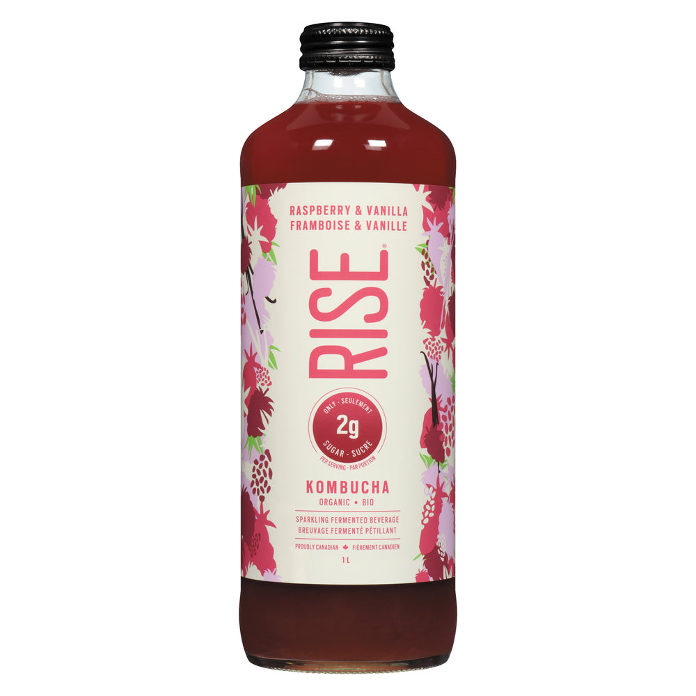 RISE KOMBUCHA RASPBERRY VANILLA UNSWEETENED, 6 X 1 L
