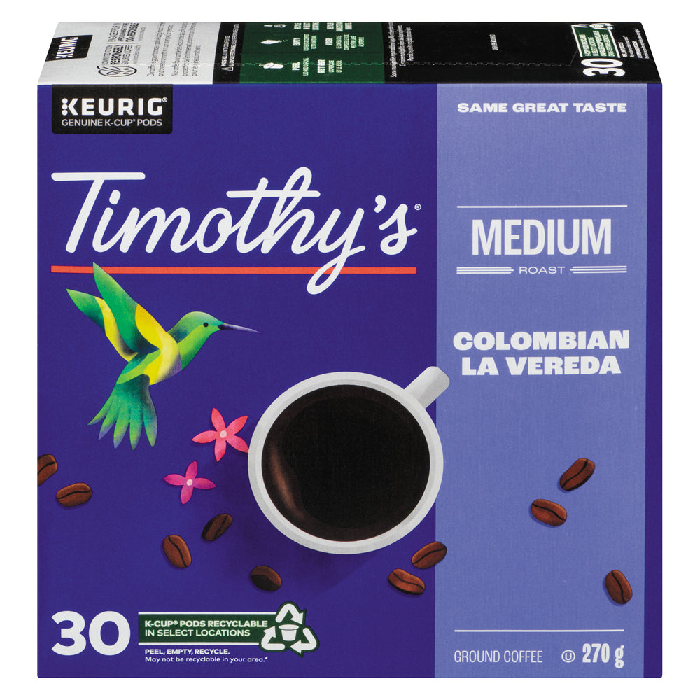 TIMOTHY'S COLOMBIAN LA VEREDA COFFEE 30 KCUP, 4 X 30 UN