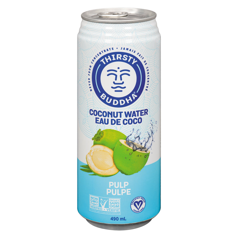 THIRSTY BUDDHA COCONUT WATER WITH PULP, 12 X 490 ML
